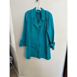 London Fog Womens Teal Coat 10R long sleeve long coat buttons collared‎